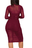 EVE Sexy Mesh See Thtough Club Dress+Cami Top+Shorts 3 Piece Sets MZ-2482