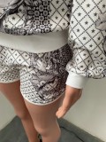 EVE Casual Printed Long Sleeve Two Piece Shorts Set NIK-257