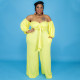 EVE Plus Size Off Shoulder Long Sleeve Wide Leg Jumpsuit NNWF-7294