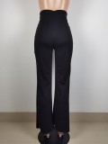 EVE Solid High Waist Sashes Pants LSL-6466