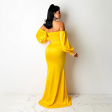 EVE Sexy Solid Off Shoulder Split Maxi Evening Dress SFY-2131