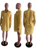 EVE Casual Loose Long Sleeve Plaid Shirt Dress OM-1256-1