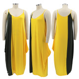 EVE Plus Size Contrast Color Loose Sling Maxi Dress HNIF-DHN005