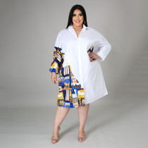 EVE Plus Size Casual Loose Pachwork Shirt Dress HNIF-DHN004