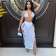 EVE Sexy Knitted Bra Top Long Skirt Hollow Out 2 Piece Sets ZSD-0117