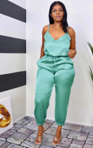 EVE Sexy Solid V Neck Spaghetti Strap Jumpsuit LS-0359
