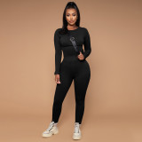 EVE Solid Sweater Long Sleeve Two Piece Pants Set TE-4323
