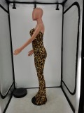 EVE Sexy Leopard Off Shoulder Tube Jumpsuit (Without Chain) ANNF-6097