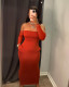 EVE Sexy Solid Off Shoulder Long Sleeve Pocket Maxi Dress SHA-86264