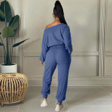 EVE Sexy Solid Drawstring Long Sleeve 2 Piece Pants Set HM-6528