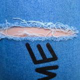 EVE Denim Letter Print Hole High Waist Skinny Jeans SH-390204