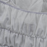 EVE White Lace-Up Long Sleeve Mini Dress YNB-7216