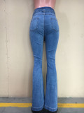 EVE Denim Ripped Mid-Waist Sashes Flared Jeans ORY-5175-1