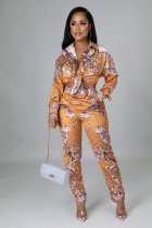 EVE Casual Printed Blouse Top And Pants Two Piece Sets YYF-6616