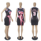 Casual Printed Sleeveless Jersey Mini Dress SHD-9366