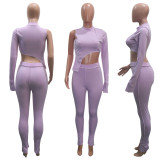 EVE Sexy One Shoulder Irregular Top And Pants 2 Piece Sets SH-3890