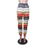 EVE Colorful Printed Mid-Waist Pocket Casual Pants BS-1286