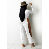 EVE Sexy High Split Bare Legs Long Sleeve Club Jumpsuit (Without Belt) IV-8248
