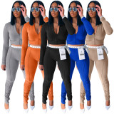 EVE Solid Sports Full Sleeve Zipper Two Piece Pants Set (Without Belt) MIL-L266