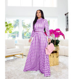 EVE Houndstooth Print Long Sleeve Wide Leg Pants 2 Piece Sets SFY-2139