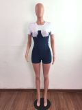 EVE Denim Patchwork Short Sleeve Mini Dress LA-3291