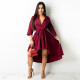 EVE Solid 3/4 Sleeve Irregular Shirt Dress ZSD-0420