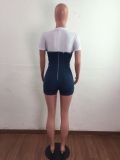 EVE Denim Patchwork Short Sleeve Mini Dress LA-3291