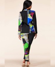 Casual Printed Blazer Coat And Pants 2 Piece Suits YHDF-60055