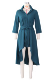 EVE Solid 3/4 Sleeve Irregular Shirt Dress ZSD-0420
