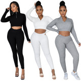 EVE Solid Long Sleeve Two Piece Pants Set TE-4333