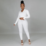 EVE Solid Long Sleeve Two Piece Pants Set TE-4333