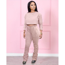 EVE Casual Solid Long Sleeve Stacked Pants 2 Piece Sets MDF-5260