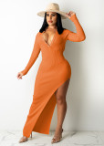 EVE Solid Ribbed Backless High Split Slim Maxi Dress TR-1176