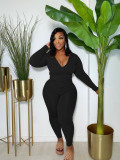 EVE Plus Size Solid Hooded Long Sleeve Casual 2 Piece Suits FNN-8633