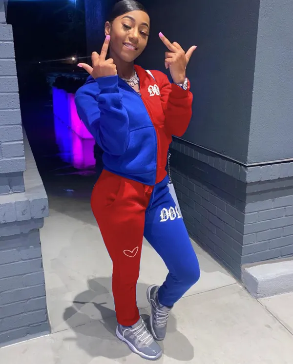 EVE Casual Sports Embroidery Letter Hooded 2 Piece Suits AMLF-1829