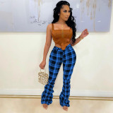 EVE Casual Plaid Flared Stacked Pants YH-5243