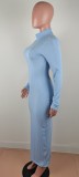 EVE Solid Sexy Backless Long Sleeve Maxi Dress BN-9303