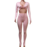 EVE Solid Sexy Long Sleeve Tight Two Piece Sets YUEM-66179
