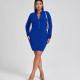 EVE Plus Size Solid Long Sleeve Zipper Mini Dress PHF-13260