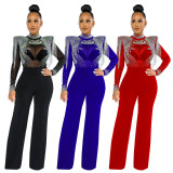 EVE Sexy Hot Drilling Tassel Long Sleeve Jumpsuit CYA-9232-B