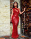 EVE Sexy Sequin One Shoulder Sleeveless Evening Dress ME-S942