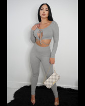 Solid Sexy Long Sleeve 2 Piece Pants Set LINW-W9325