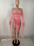 EVE Sexy Mesh Long Sleeve Bandage Dress XMEF-X1099