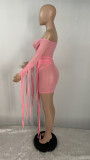 EVE Sexy Mesh Long Sleeve Bandage Dress XMEF-X1099