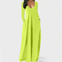 EVE Solid Long Sleeve Loose Maxi Dress XMEF-X1137