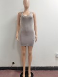 EVE Sexy Solid Sleeveless Mini Dress NYF-8073