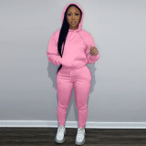 EVE Casual Solid Plush Hoodie 2 Piece Pants Set FSL-F175