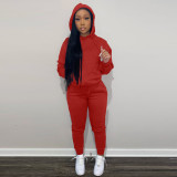 EVE Casual Solid Plush Hoodie 2 Piece Pants Set FSL-F175