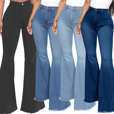 EVE Plus Size Denim High Waist Flared Jeans Pants HSF-2599
