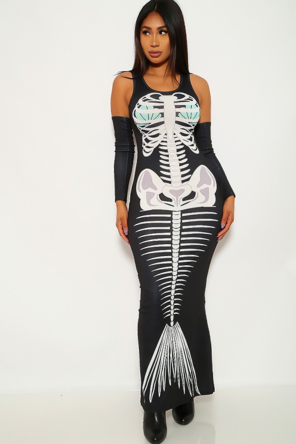 EVE Fashion Skull Print Long Dress YM-9168